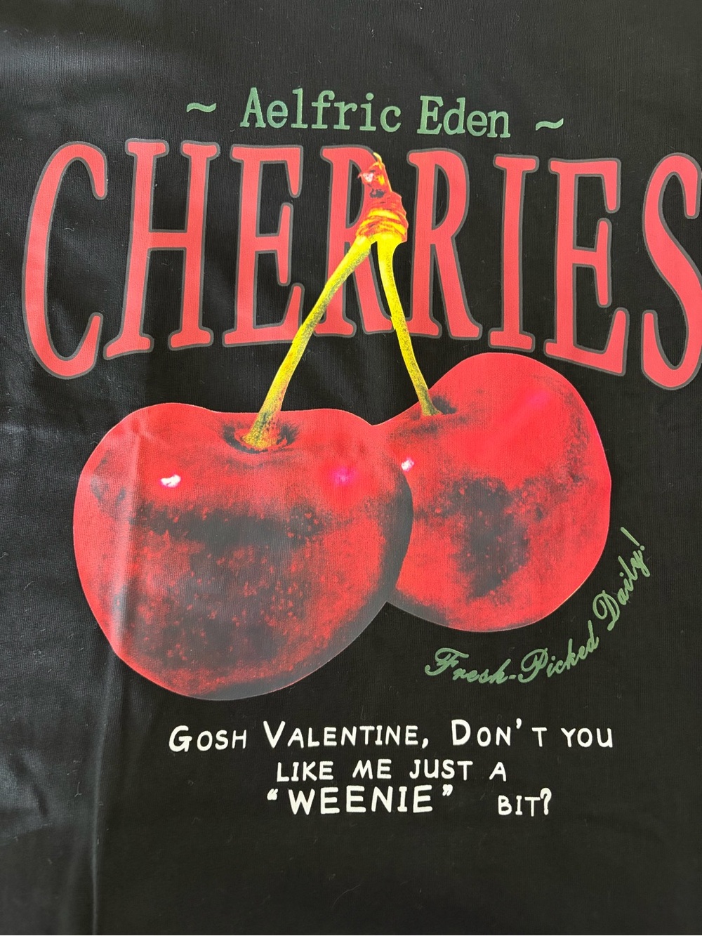 Aelfric Eden Red Cherries Graphic Tee with Green Accents